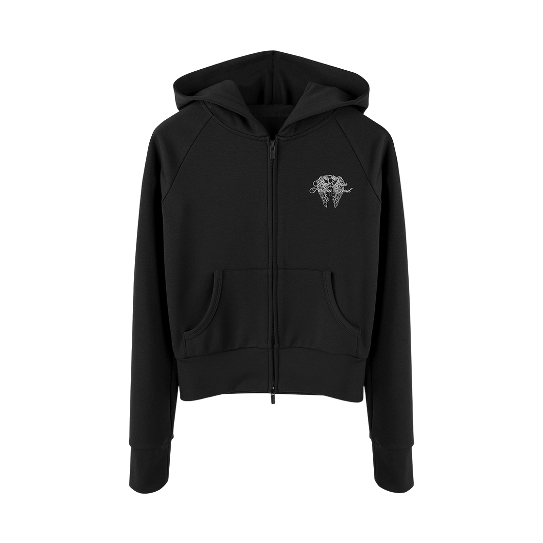 어반드레스 다크 윙 크롭 후디 집업 블랙(Avandress Dark Wing Crop Hoody Zip-Up Black)