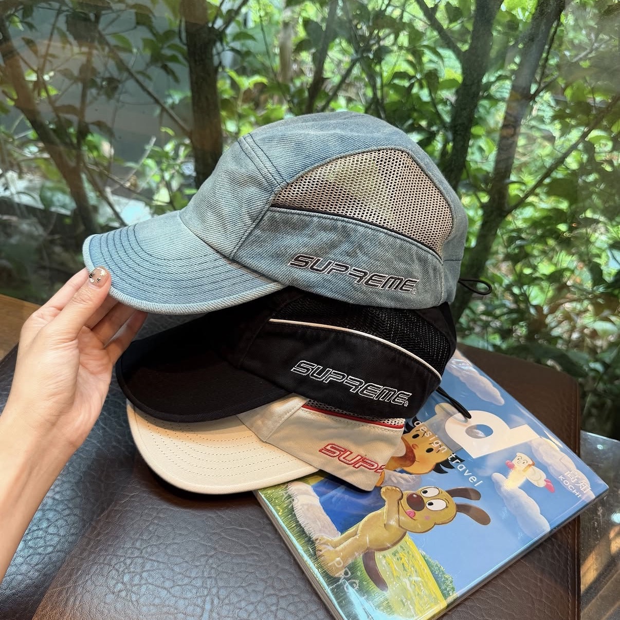 Supreme Side Mesh Piping Camp Cap Black - 26SS 착용 스타일