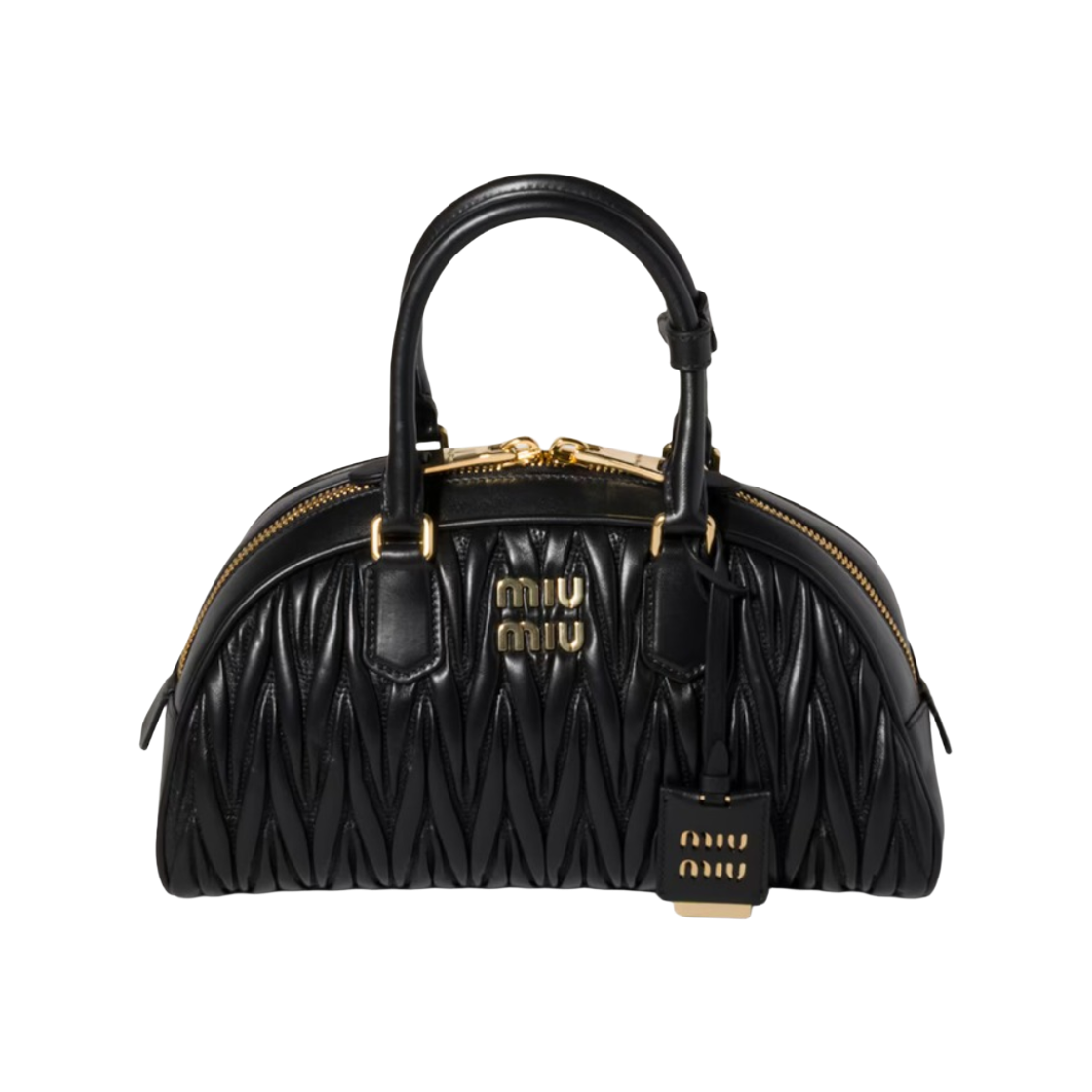 5BB197-AN88-F0002 Miu Miu Arcady Materasse Napa Leather Bag Black