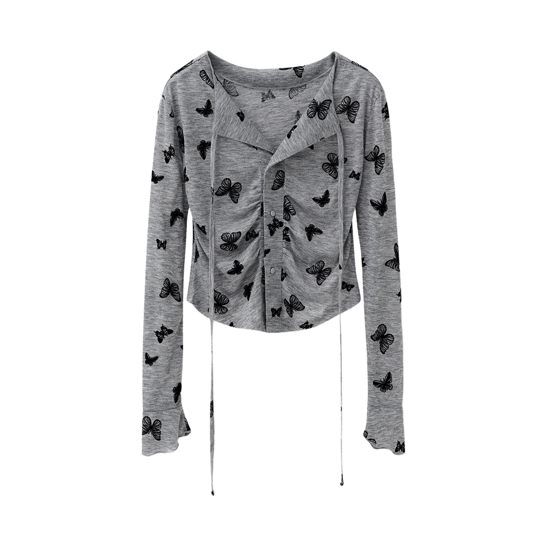 AD61TS06GR Avandress Nina Butterfly Slub Cardigan Grey