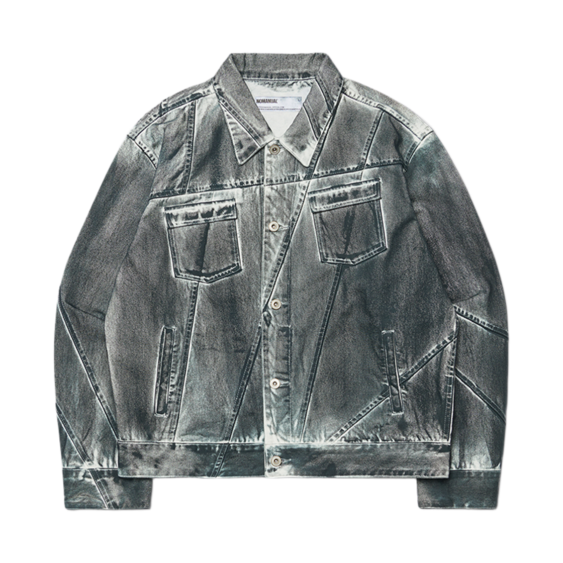 NMWF52JK03SWH NOMANUAL Stained D.L Denim Trucker Jacket Stained White