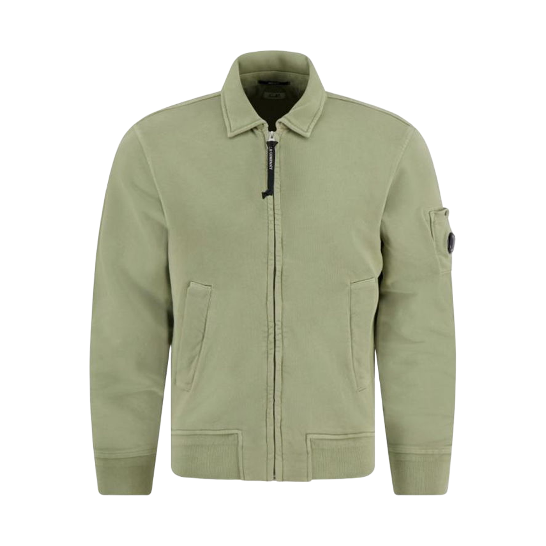 20CMSS040A110044R610 C.P. Company Cotton Diagonal Fleece Zip Lens Sweatshirt Moss Gray Green - 26SS