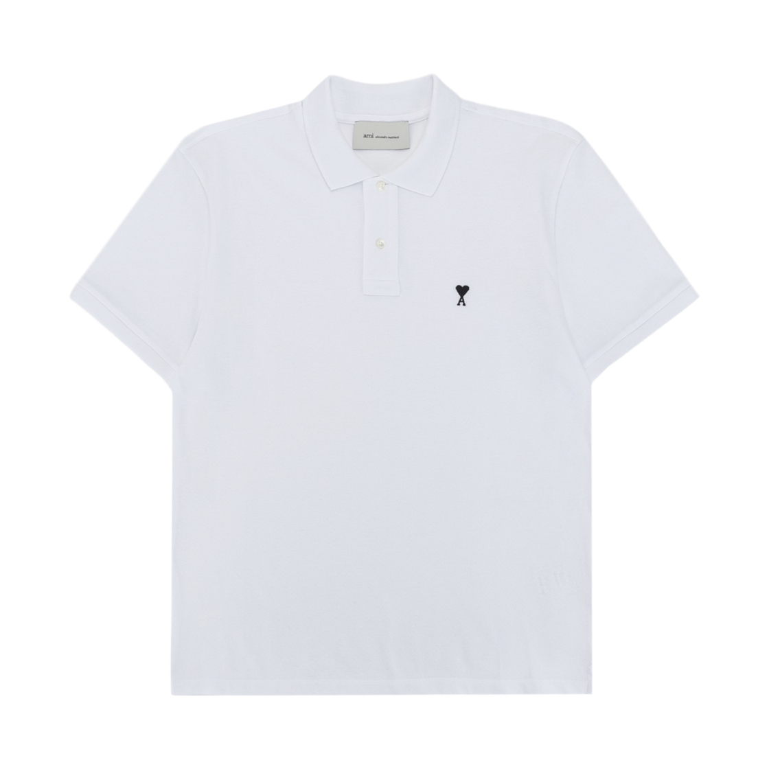 아미 화이트 코튼 숏슬리브 아미 드 하트 폴로 셔츠 화이트(AMI White Cotton Short Sleeves Ami De Coeur Polo Shirt White) - 1