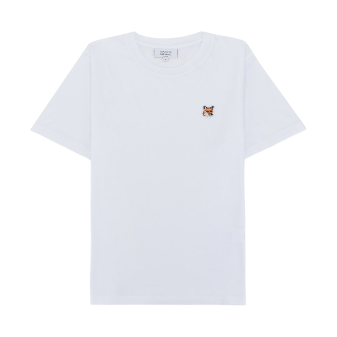 (W) 메종 키츠네 폭스 헤드 패치 레귤러 티셔츠 화이트((W) Maison Kitsune Fox Head Patch Regular T-Shirt White)