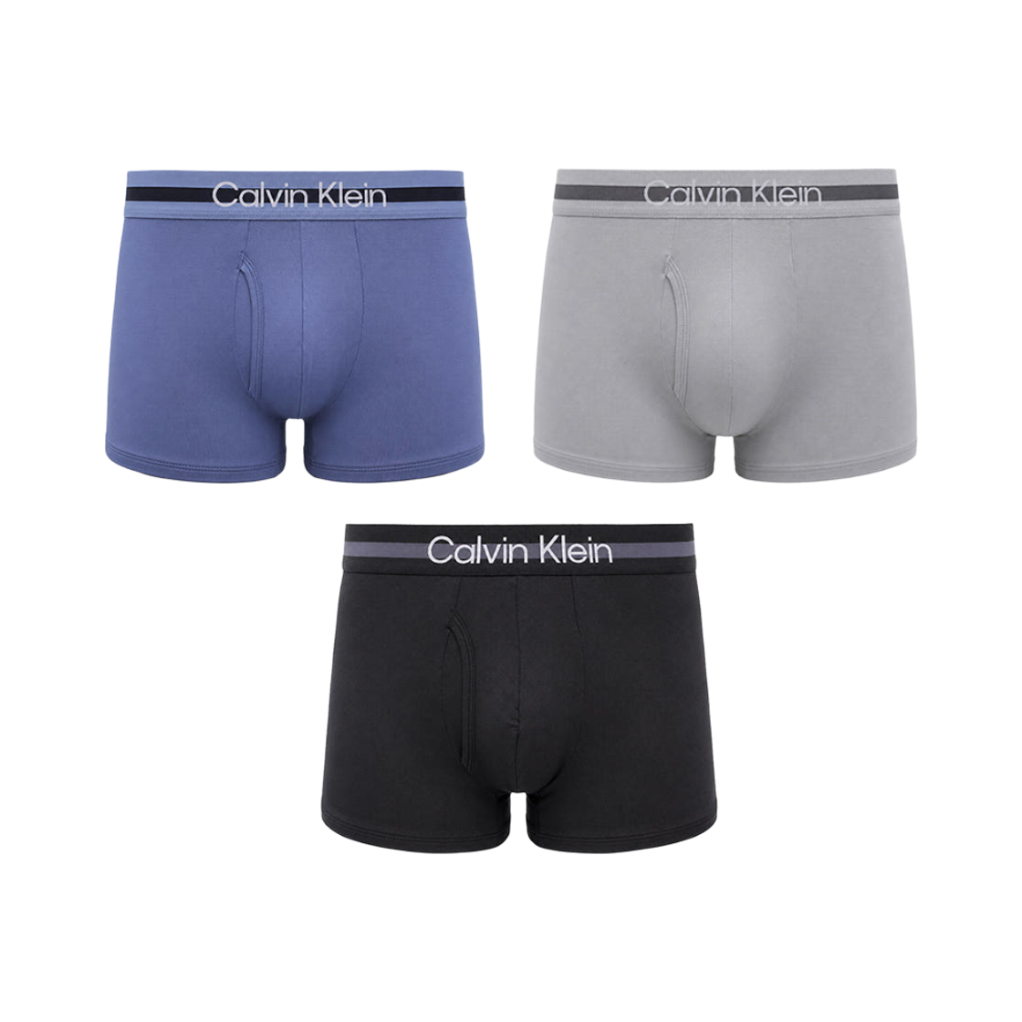 NP2768O450 Calvin Klein Refined Micro Stretch 3-Pack Low Rise Trunks Moonlight Blue Grey