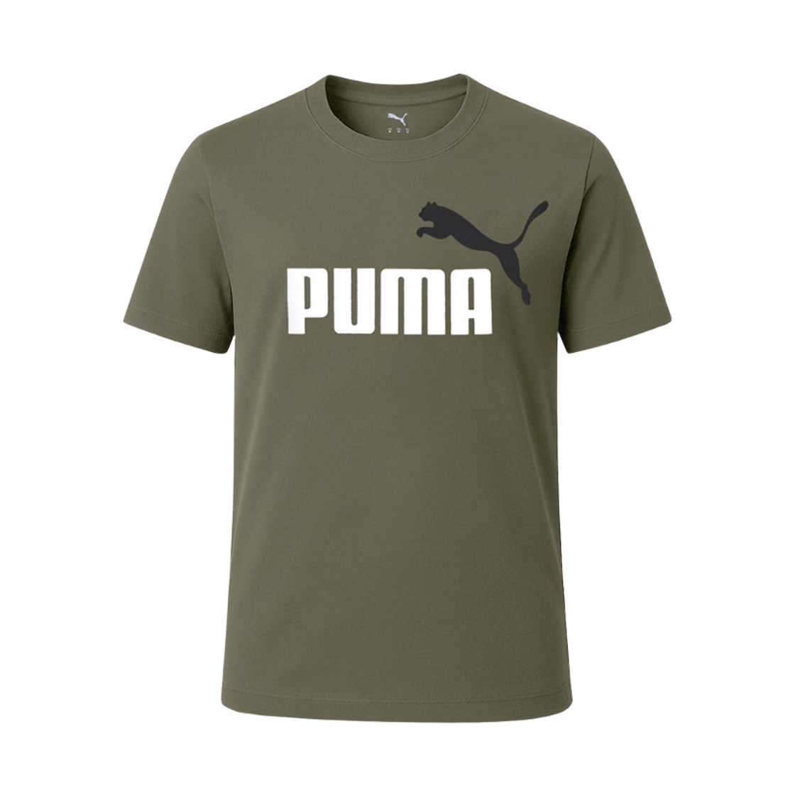 684708-81 Puma Essentials 2 Colour No.1 Logo T-Shirt Dark Green