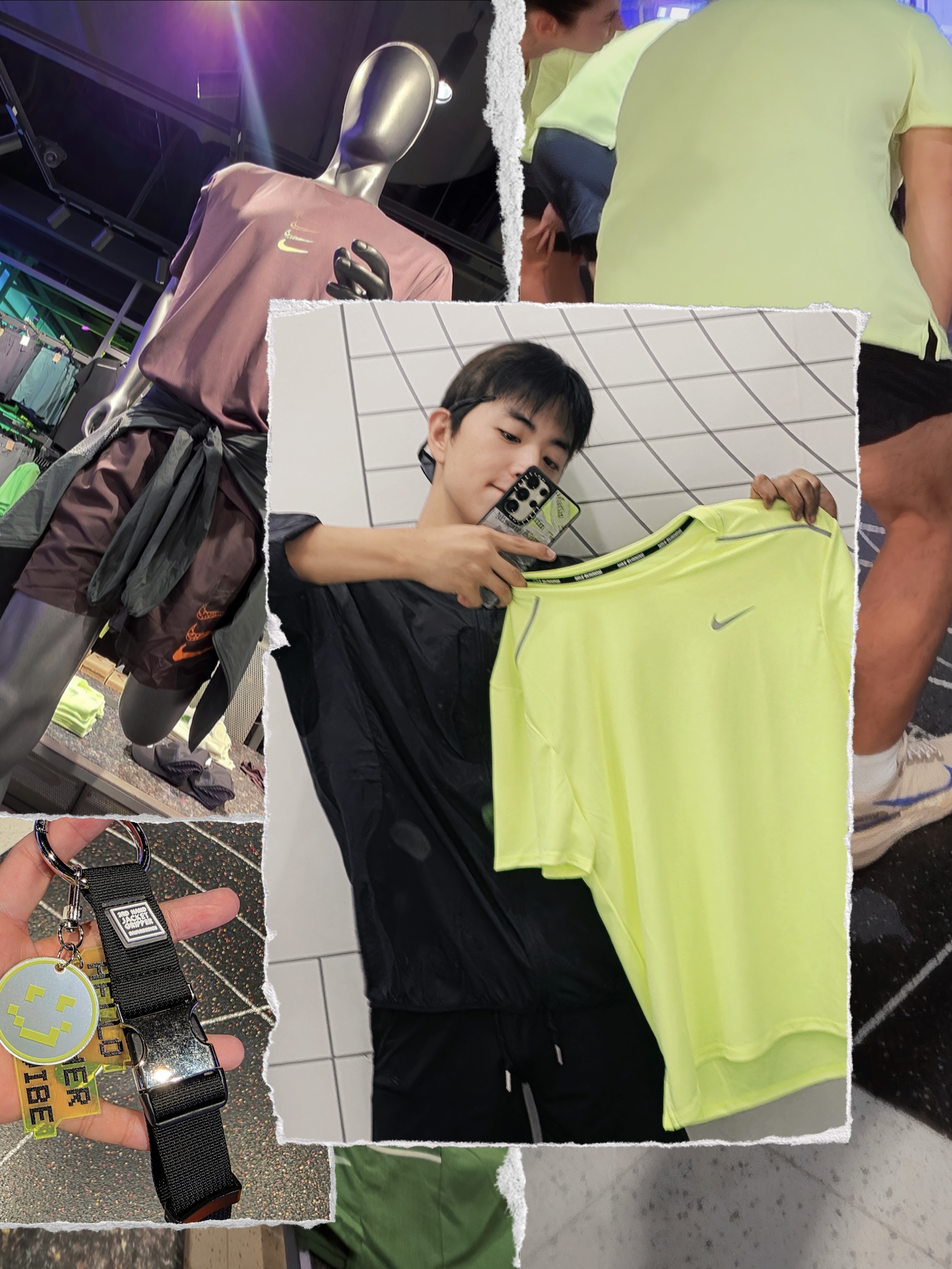 Nike Initiator White Obsidian Metallic Cool Grey, Nike Miler Dri-Fit Short Sleeve Running Top Volt Ice Barely Volt - Asia 착용 스타일 - 3