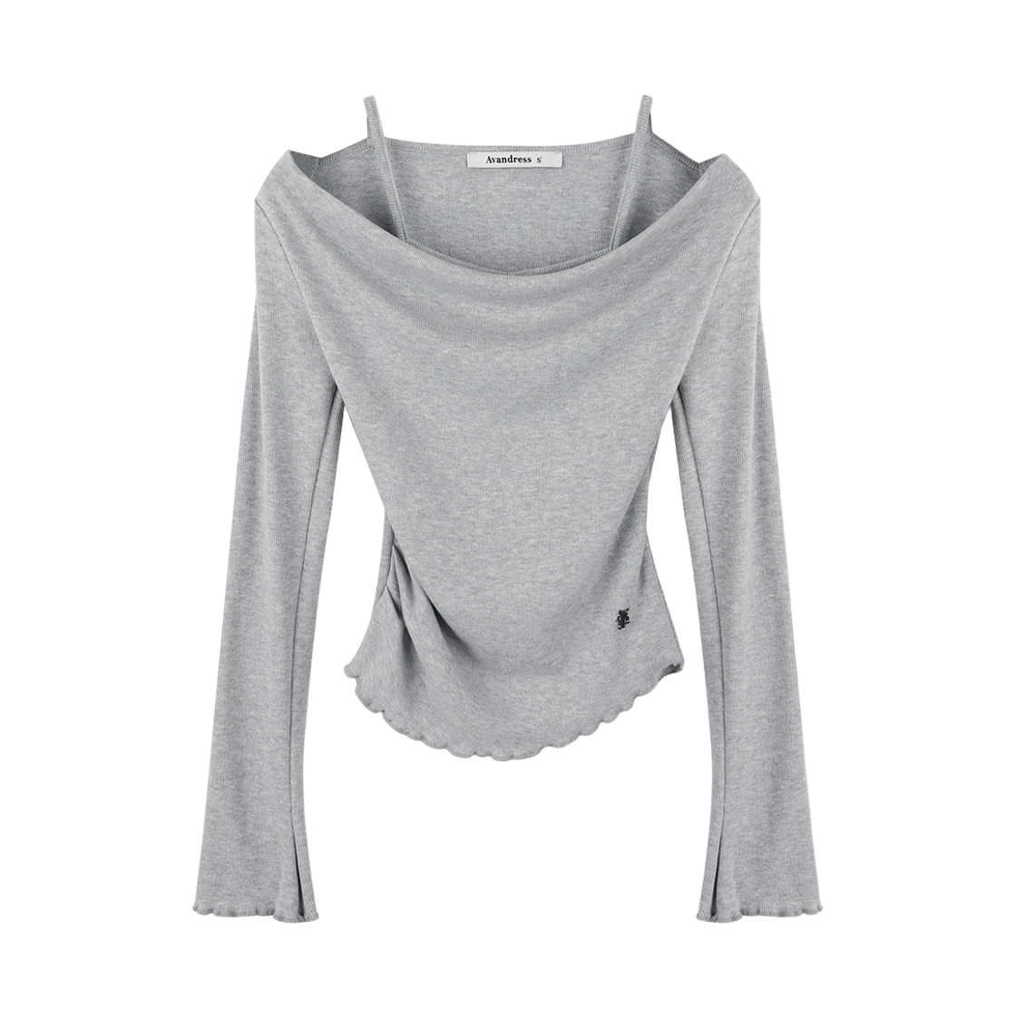 AD61TS13GR Avandress Rena Layered Knit Tee Grey