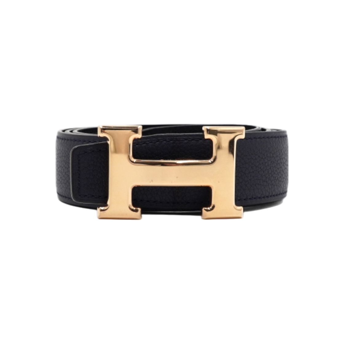 IT7NGSOLI9EV Hermes H Logo Gold Buckle Reversible Belt