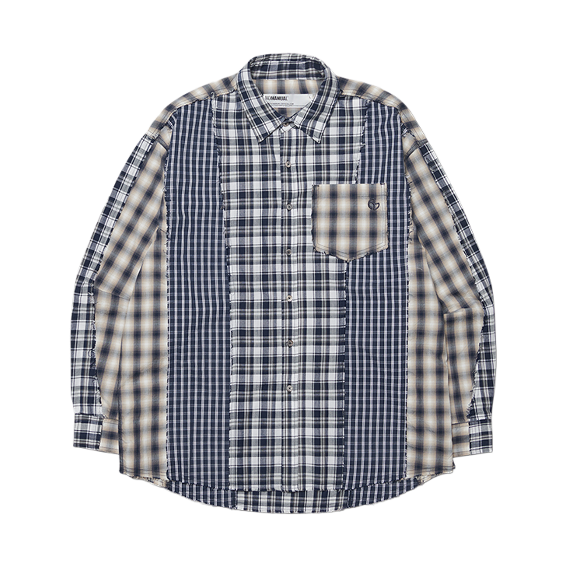 NMWF52SH02NVY NOMANUAL Raw Edge Check Shirt Navy