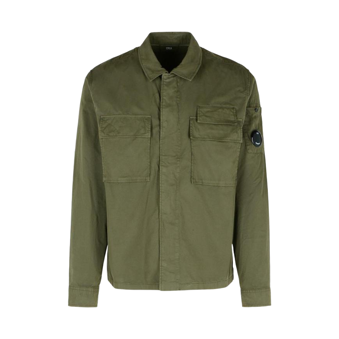 18CMSH128A110143G683 C.P. Company Organic Gabardine Utility Lens Shirt Ivy Green - 25SS