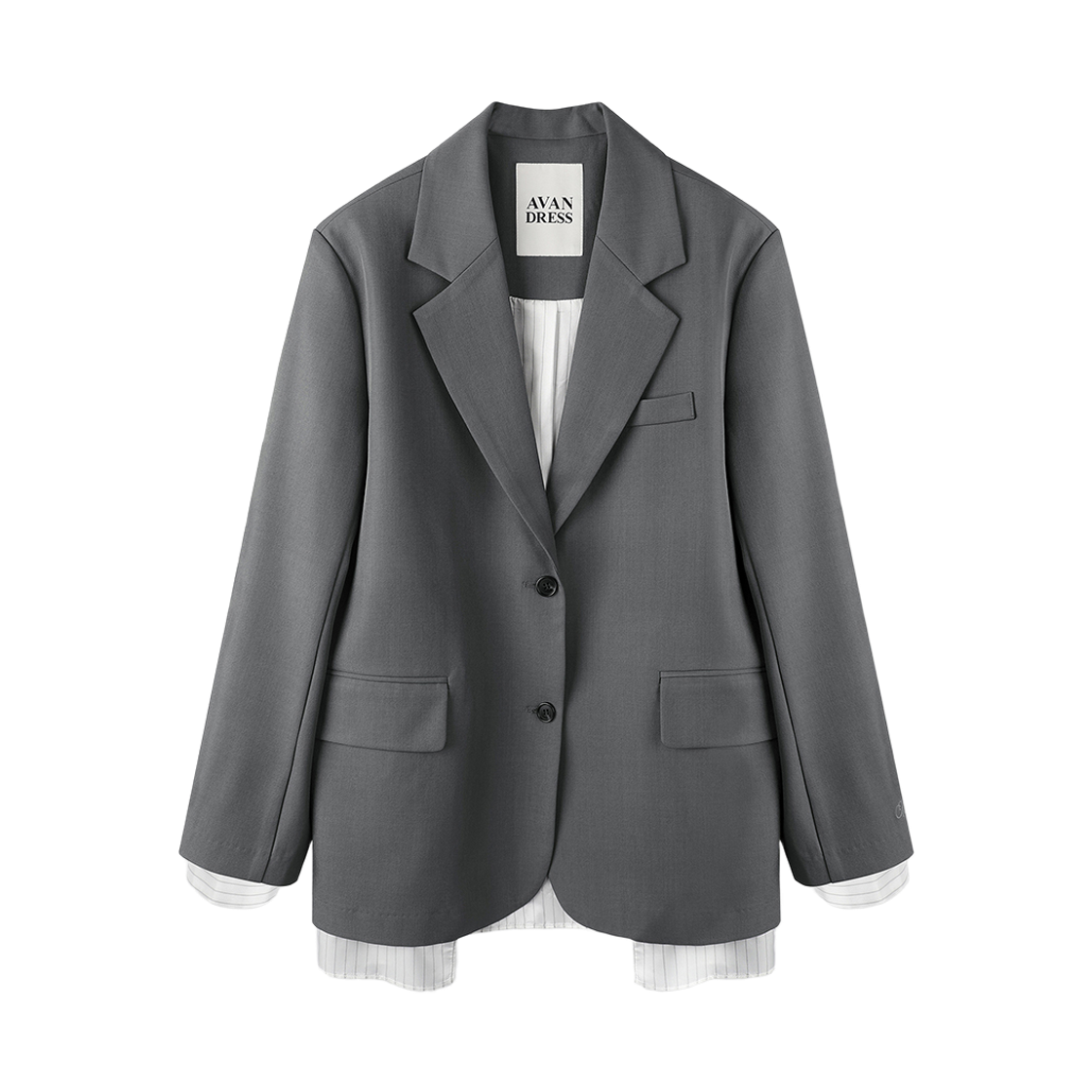어반드레스 오린 스트라이프 레이어드 싱글 블레이저 그레이(Avandress Orin Striope Layered Single Blazer Grey)