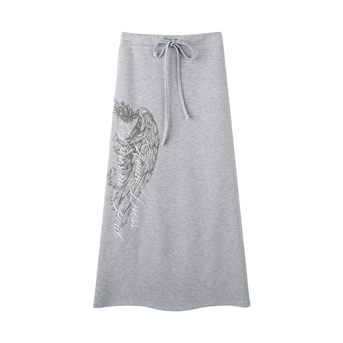 어반드레스 하프 윙 그래픽 맥시 스커트 그레이(Avandress Half Wing Graphic Maxi Skirt Grey)