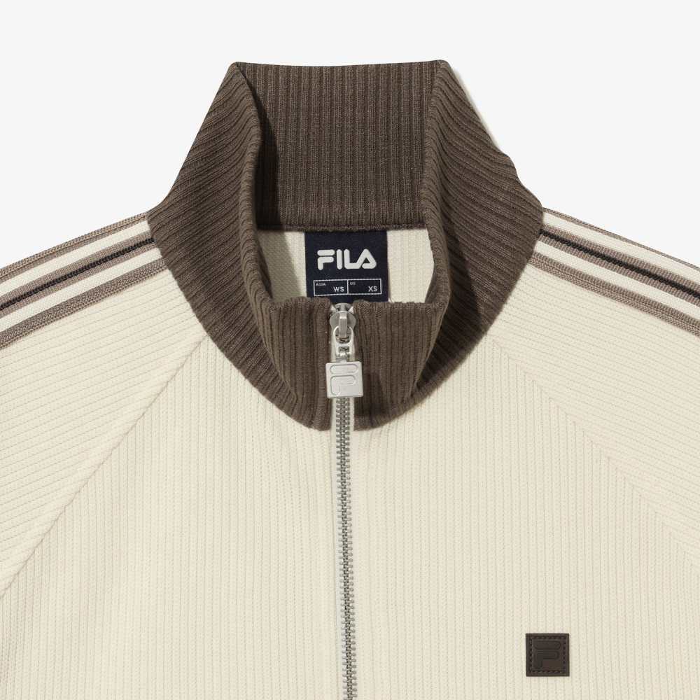 [6% 적립] 휠라 1911 여성 니트 트랙 집업 아이보리([6% 적립] FILA 1911 Women Knit Track Zip-up Ivory) - 4