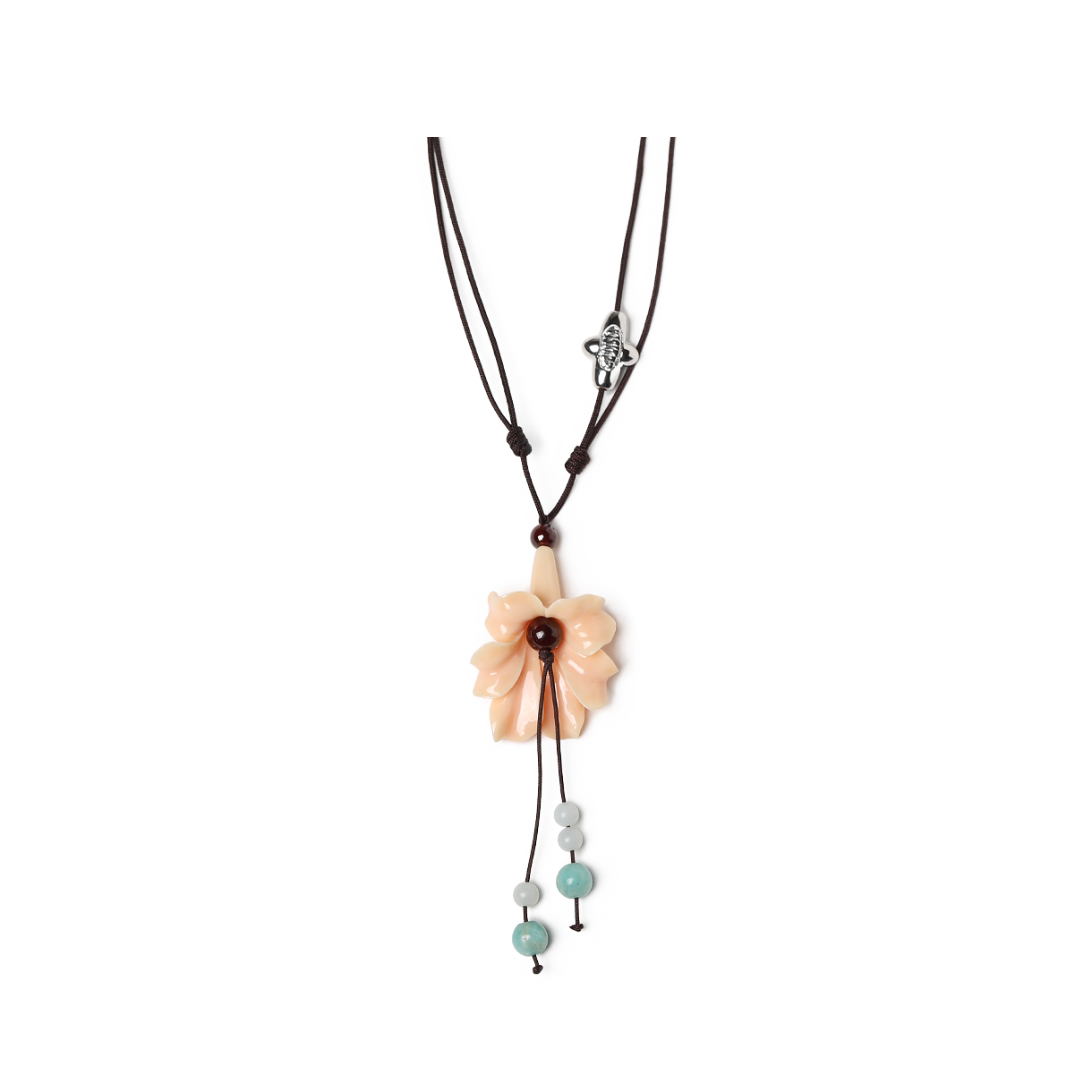 홀리데이 비지터 스몰 히비스커스 목걸이 - 코랄(HOLIDAY VISITOR Small Hibiscus Necklace - Coral)