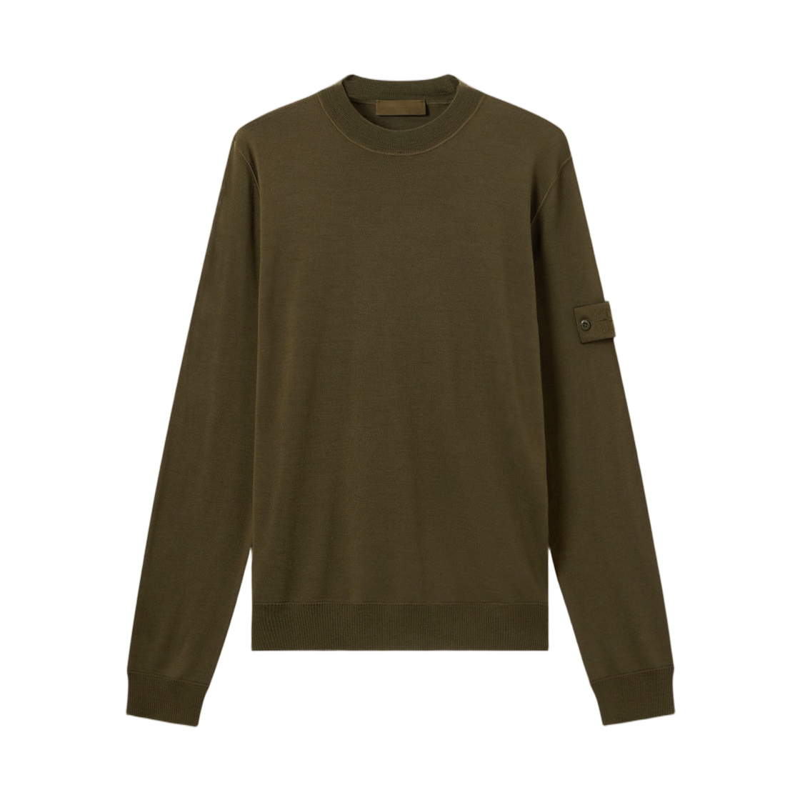 L2S1551000-74S00FC-V0054 Stone Island 5100074 Light Pure RWS Wool_S.I. Ghost Regular-Fit Crewneck Jumper with Ribbed Trims Military Green - 26FW