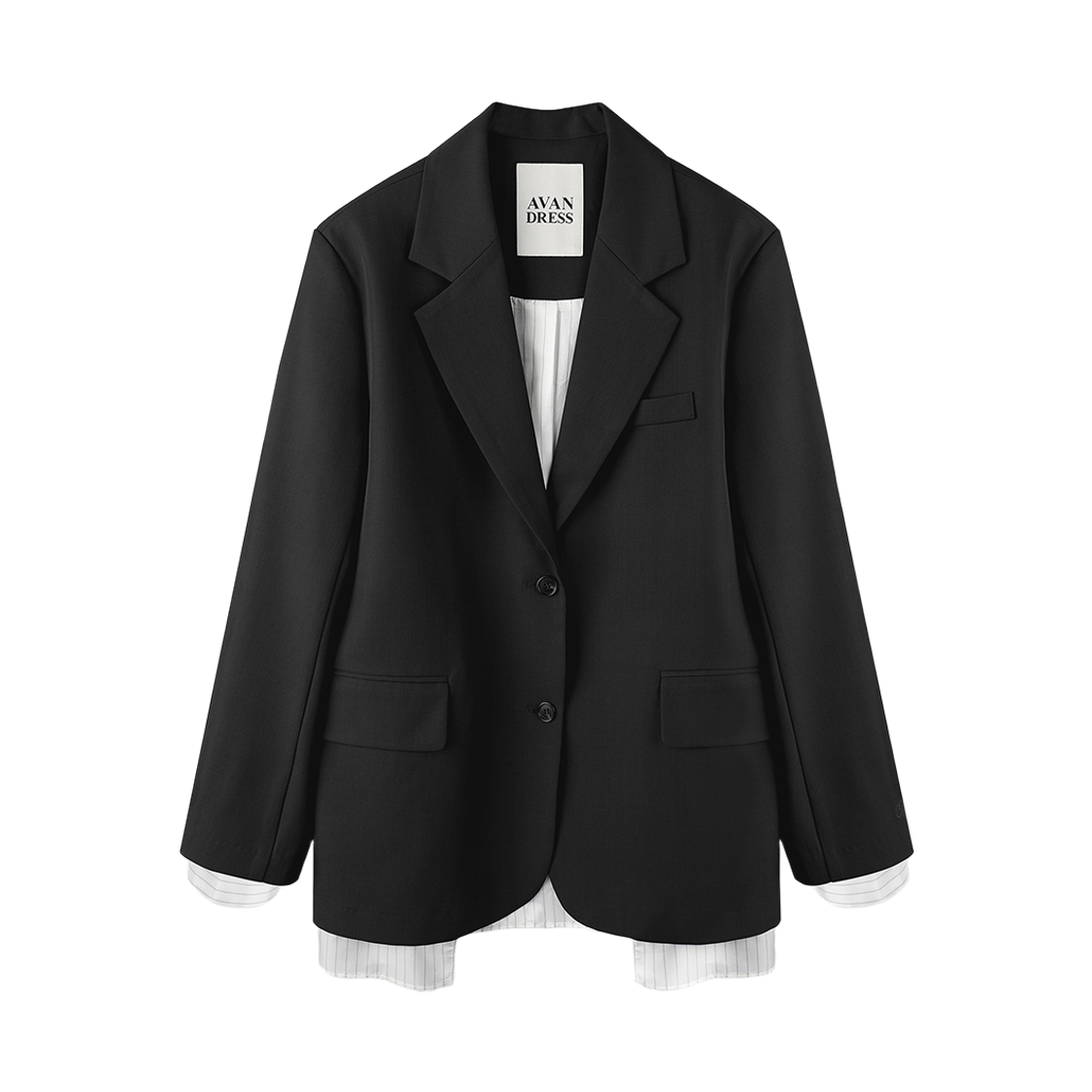 어반드레스 오린 스트라이프 레이어드 싱글 블레이저 블랙(Avandress Orin Striope Layered Single Blazer Black) - 2