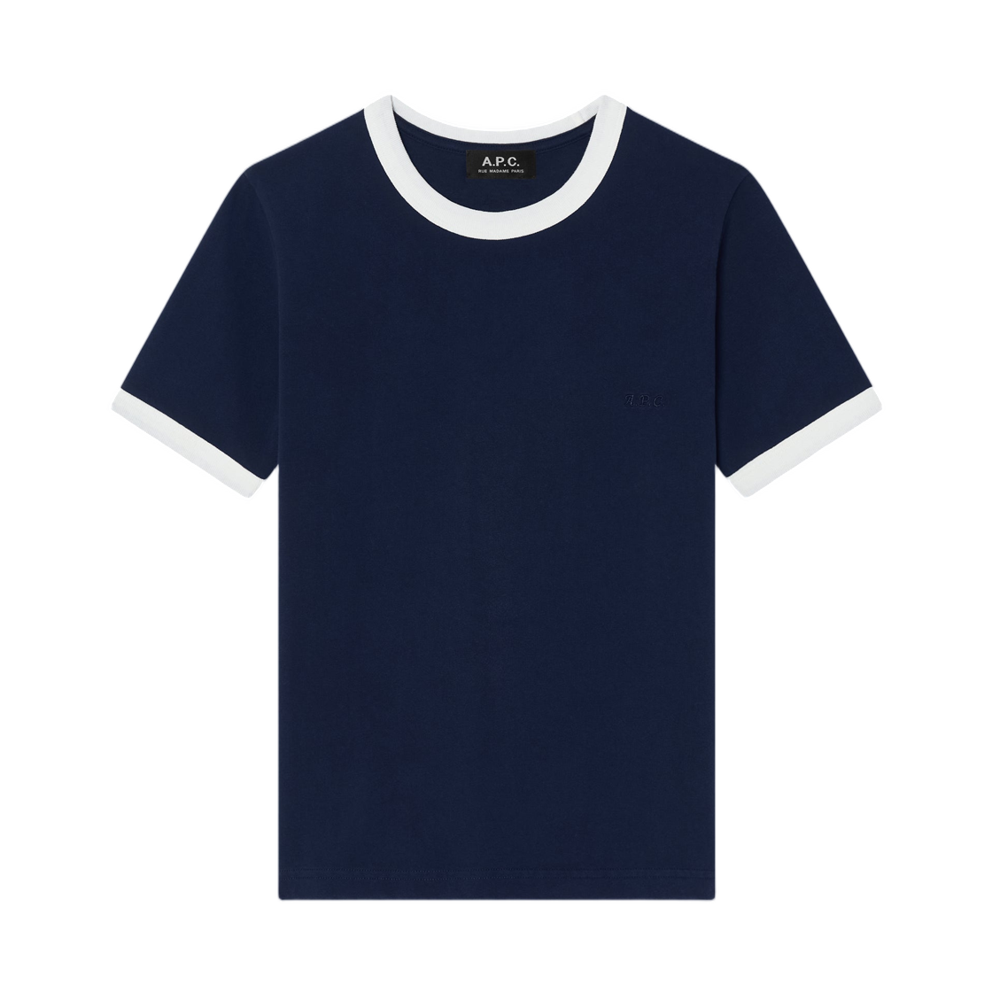 COHBQ-F26550-IAK (W) A.P.C. Ringer Crop T-Shirt Dark Navy