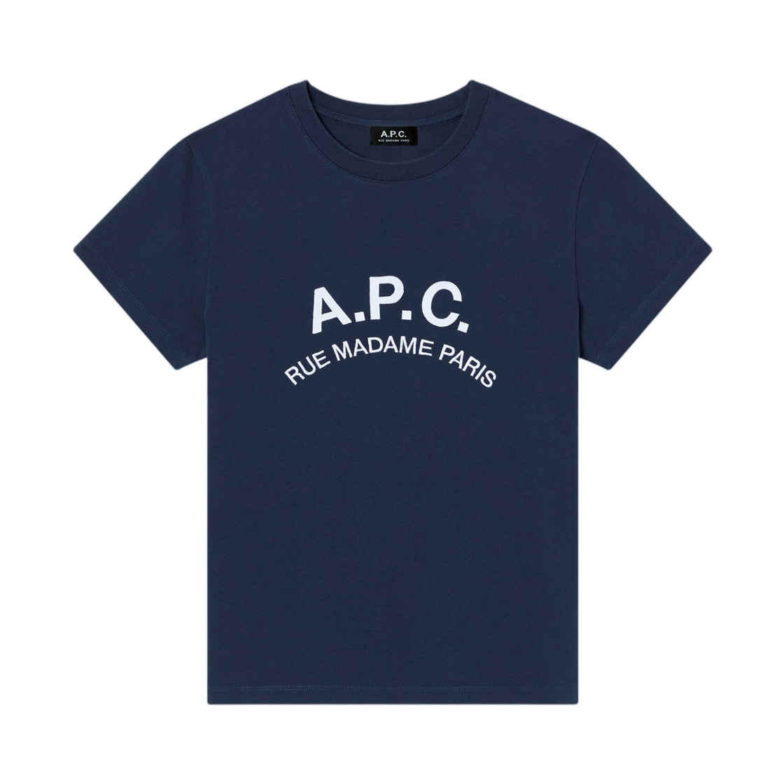COHBU-F26581-IAJ (W) A.P.C. Navy Blue T-Shirt with Vintage Effect A.P.C. Logo Marine