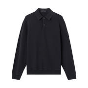 Stone Island 6100026 Stretch Cotton Fleece_S.I. Ghost Comfort-Fit Polo Collar Sweatshirt Black - 26FW