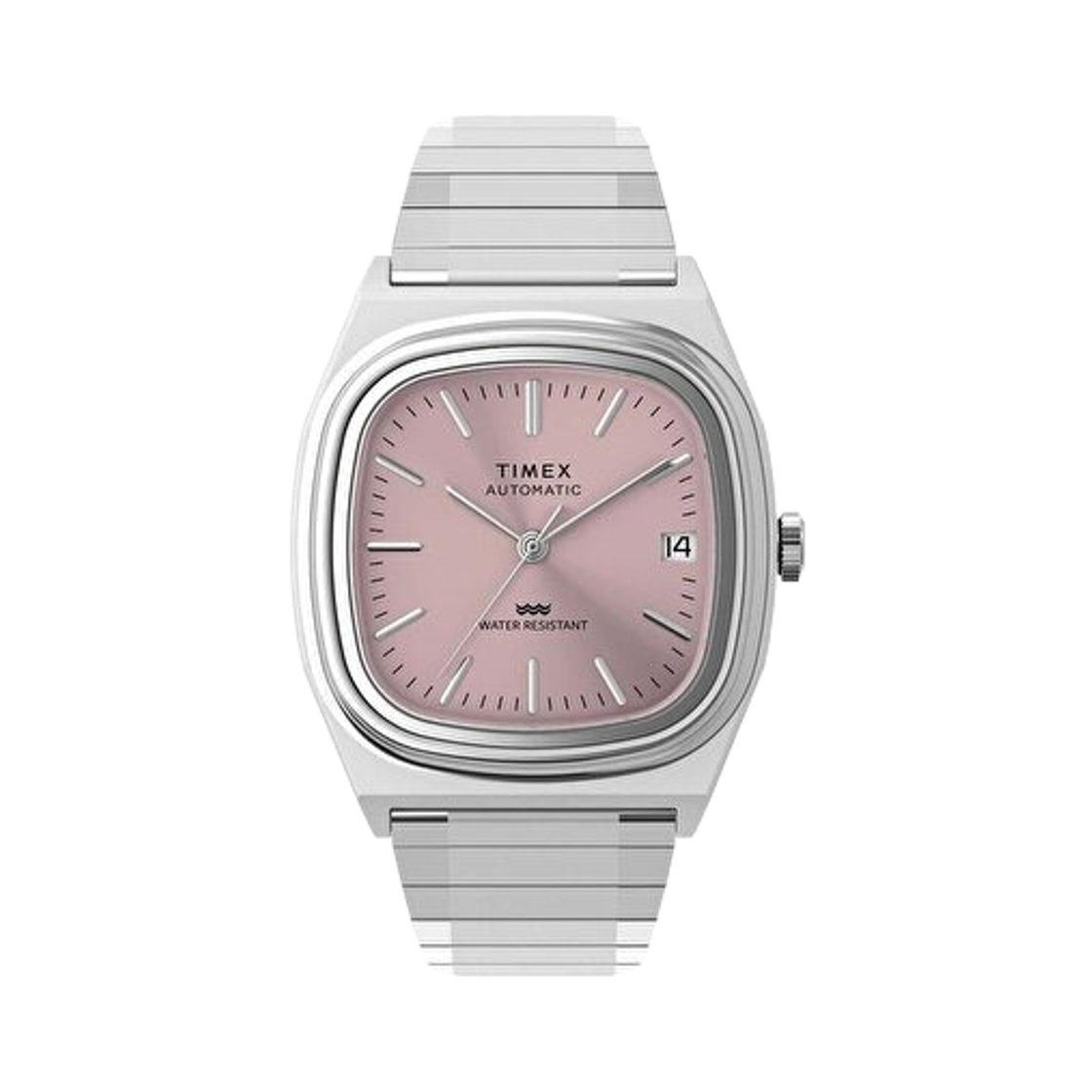 타이맥스 오토매틱 1983E 34mm 스테인레스 스틸 익스펜션 밴드 워치 핑크 실버(Timex Automatic 1983E 34mm Stainless Steel Expansion Band Watch Pink Silver)