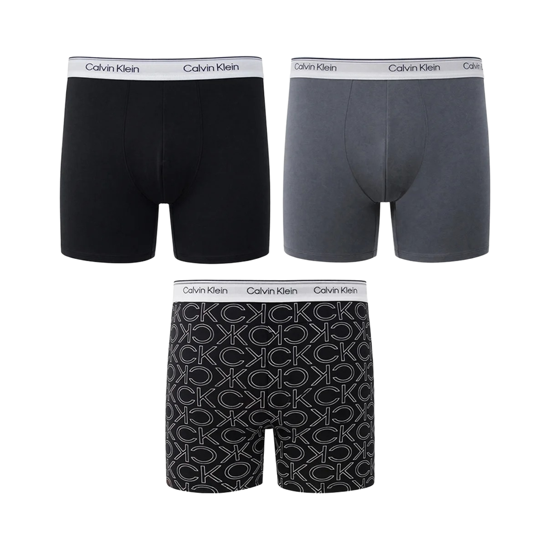 NP2766O022 Calvin Klein Cotton Stretch Balance 3-pack Boxer Briefs Black Dark Grey