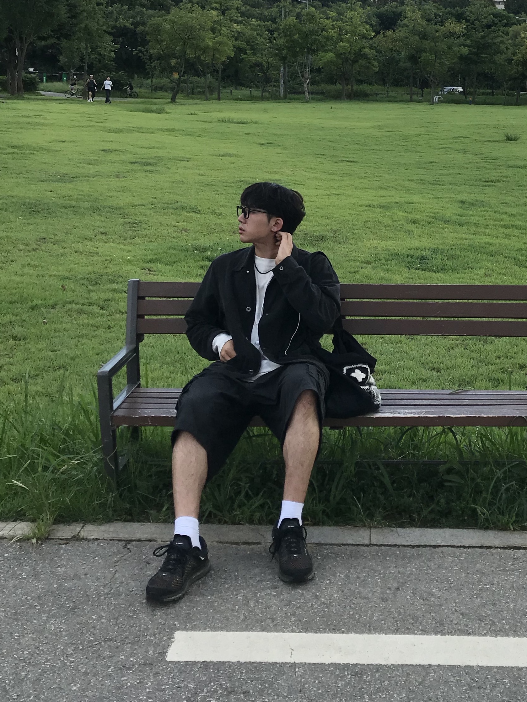 Polyteru Chore Jacket (Coverall Jacket) 23 ver. Black, Polyteru 1011 Doodle Long Sleeve Used White 착용 스타일 - 2