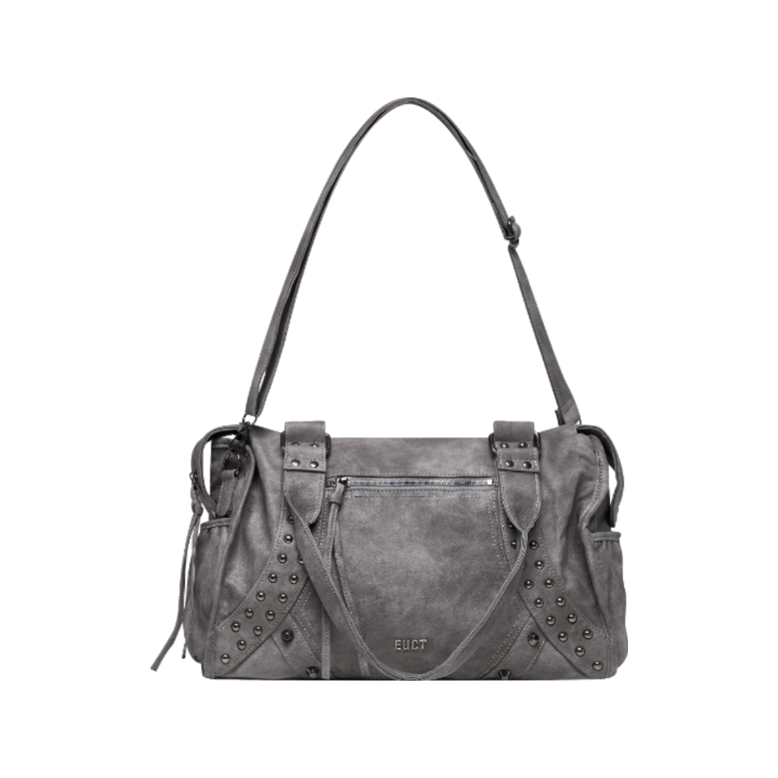 EUSSBG01 EUCT Stud Washed Leather Shoulder Bag - Grey