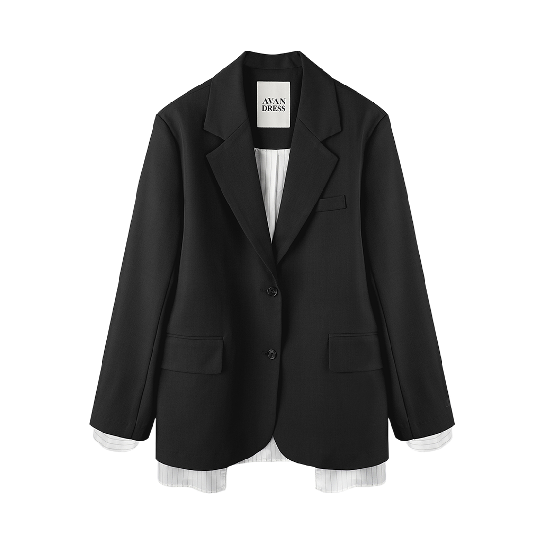 어반드레스 오린 스트라이프 레이어드 싱글 블레이저 블랙(Avandress Orin Striope Layered Single Blazer Black)