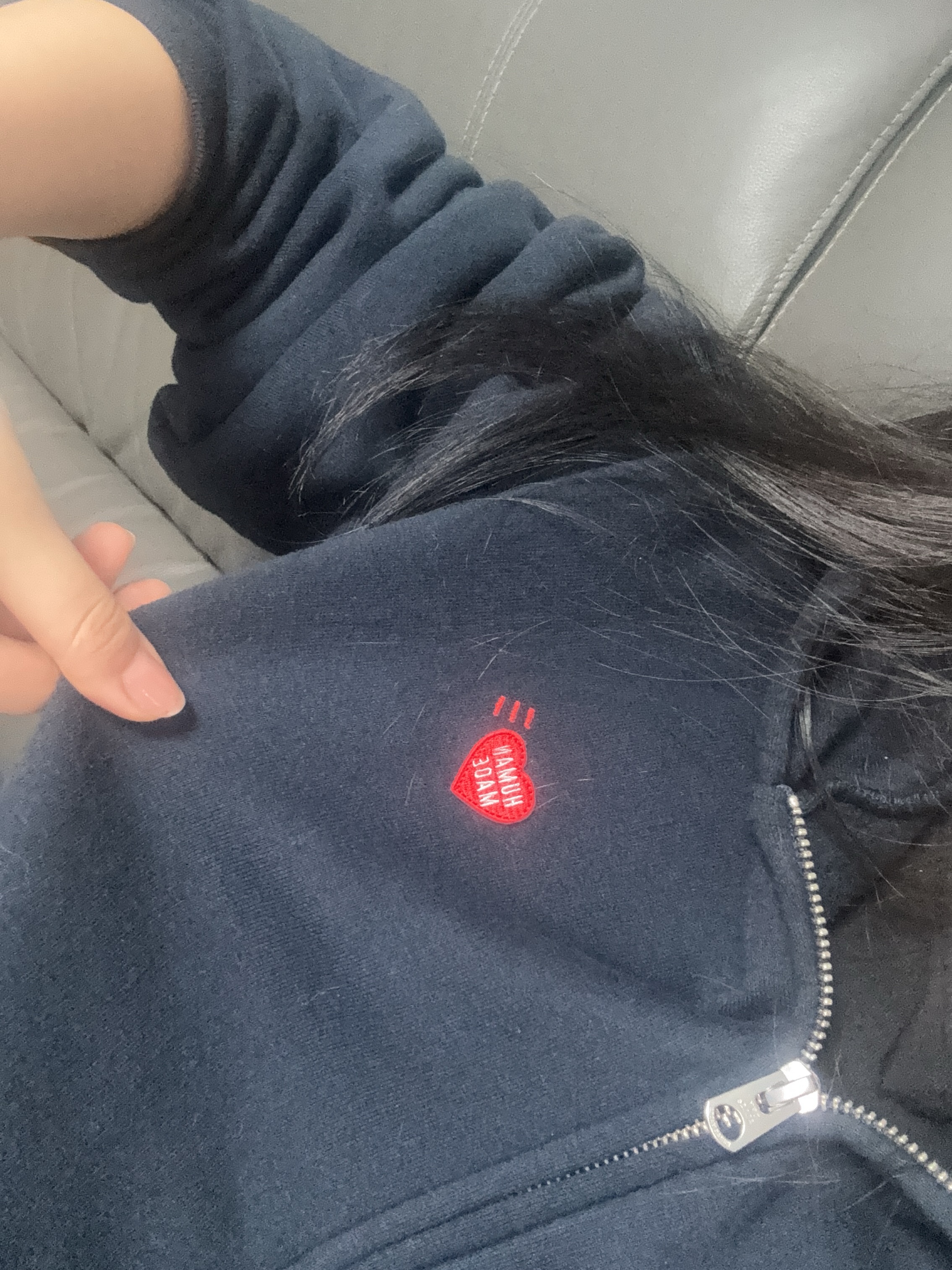 Human Made Classic Zip-Up Sweat Hoodie Navy 착용 스타일 - 2