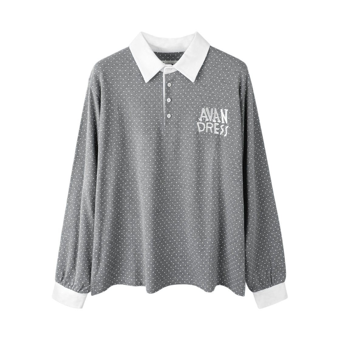AD61TS05GR Avandress Trisha Dot Pk Collar T-Shirt Grey