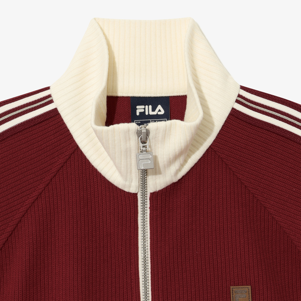 [6% 적립] 휠라 1911 여성 니트트랙 집업 다크 레드([6% 적립] FILA 1911 Women knit Track Zip-Up Dark Red) - 4