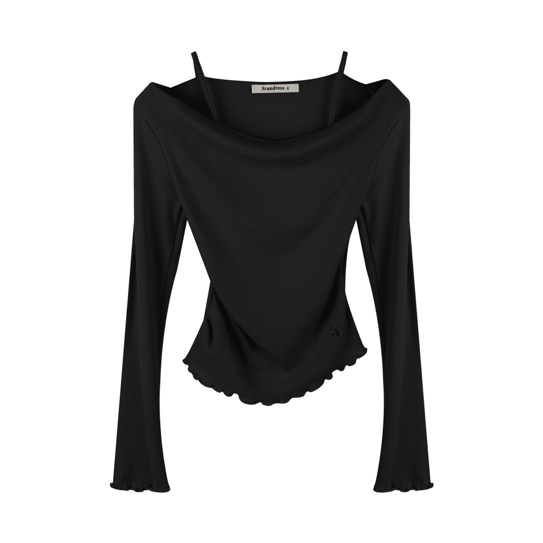 어반드레스 레나 레이어드 니트 티 블랙(Avandress Rena Layered Knit Tee Black) - 2