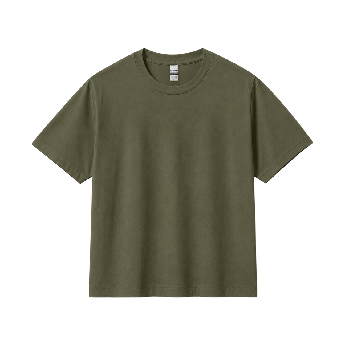 길단 세미 크롭 티셔츠 올리브(Gildan Semi-cropped T-shirt Olive) - 1