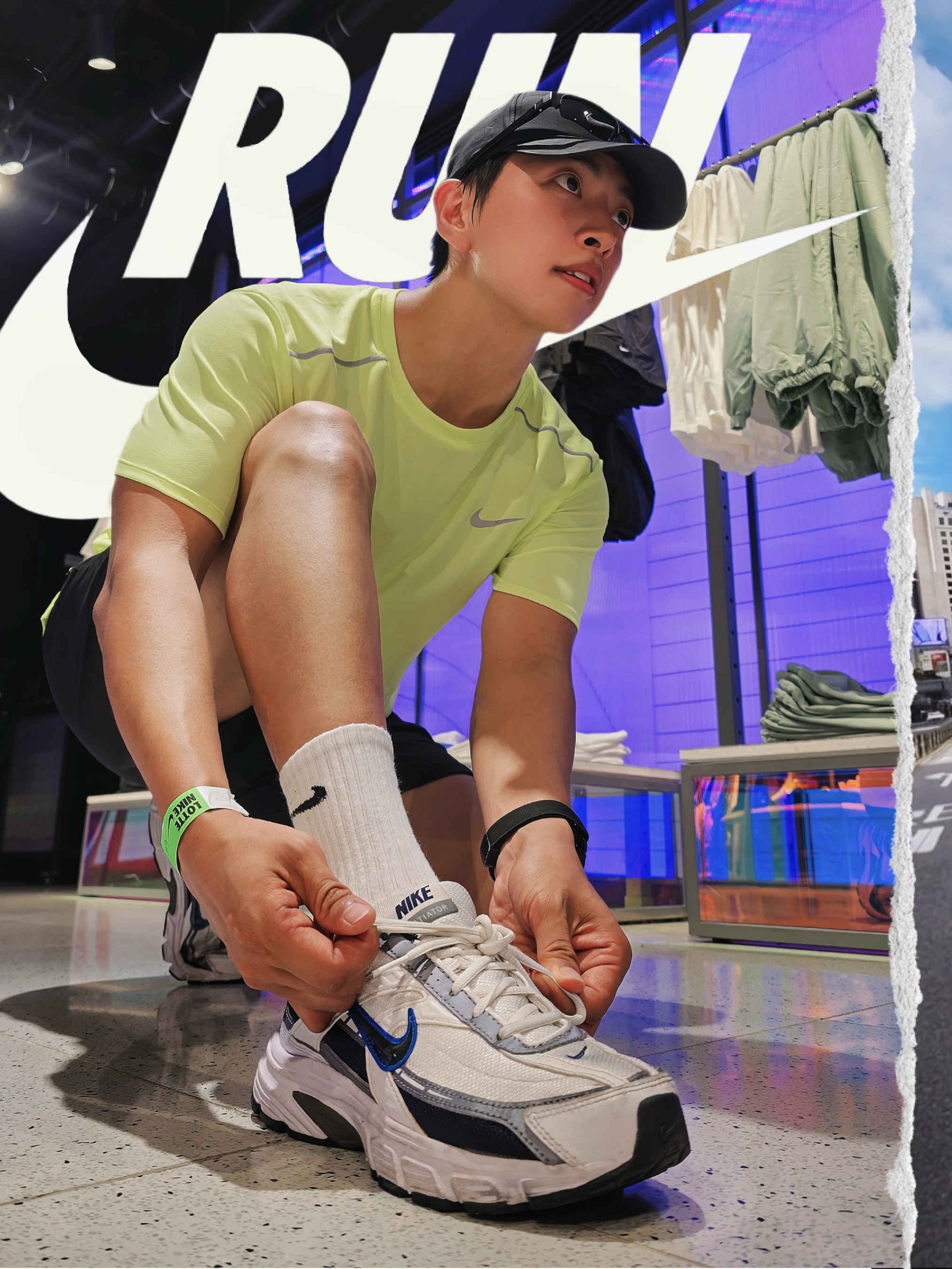 Nike Initiator White Obsidian Metallic Cool Grey, Nike Miler Dri-Fit Short Sleeve Running Top Volt Ice Barely Volt - Asia 착용 스타일 - 1