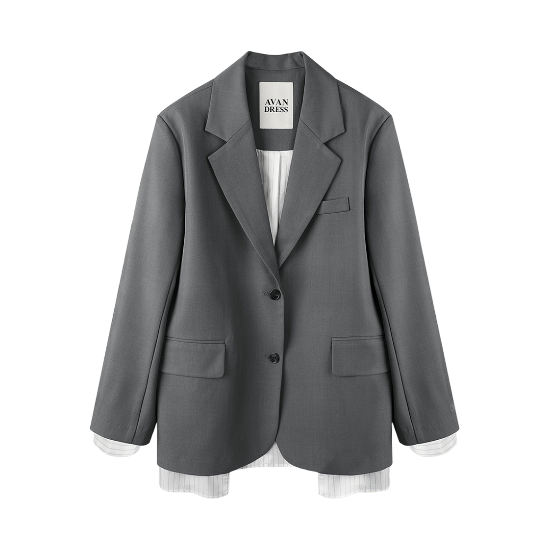 어반드레스 오린 스트라이프 레이어드 싱글 블레이저 그레이(Avandress Orin Striope Layered Single Blazer Grey) - 2