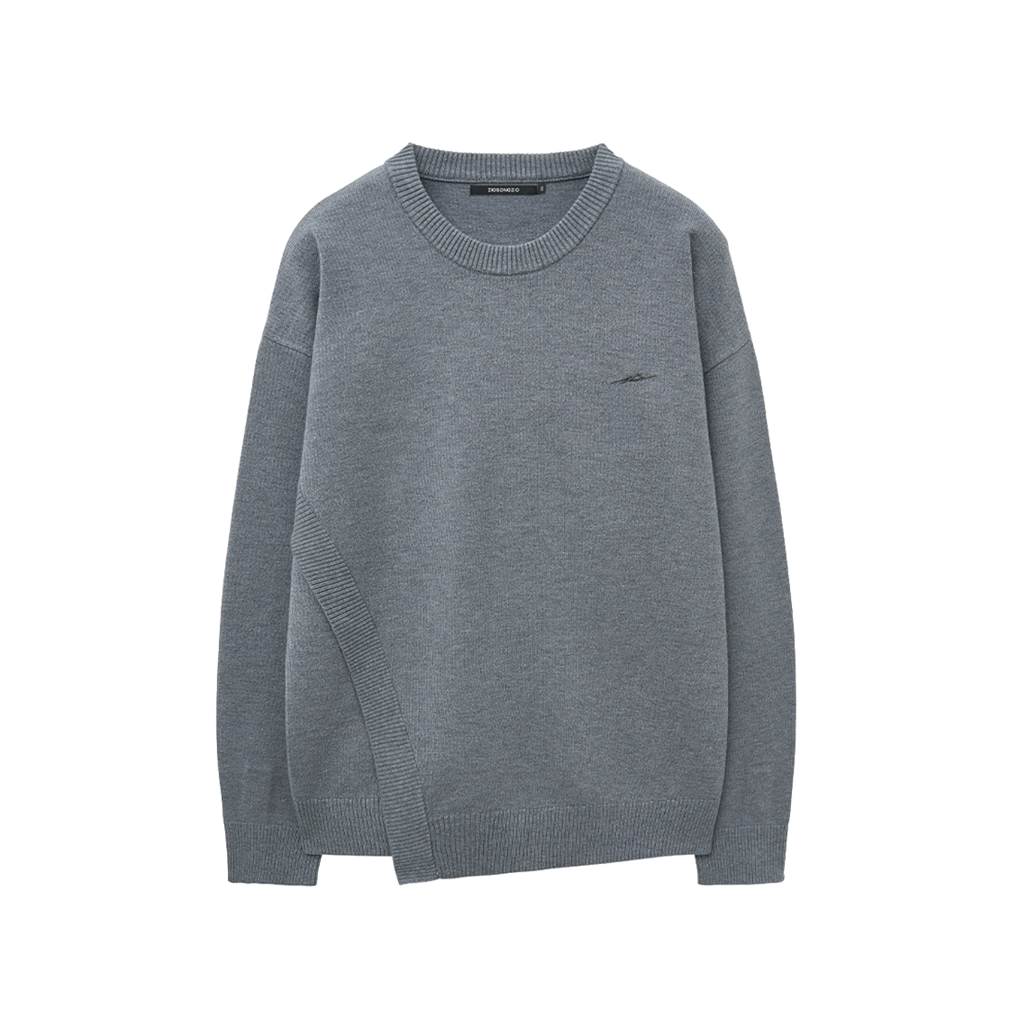 지오송지오 어시메트릭 크루넥 니트 그레이 ZI5KT714GY(ZIOSONGZIO Asymmetric Crewneck Knit Grey)