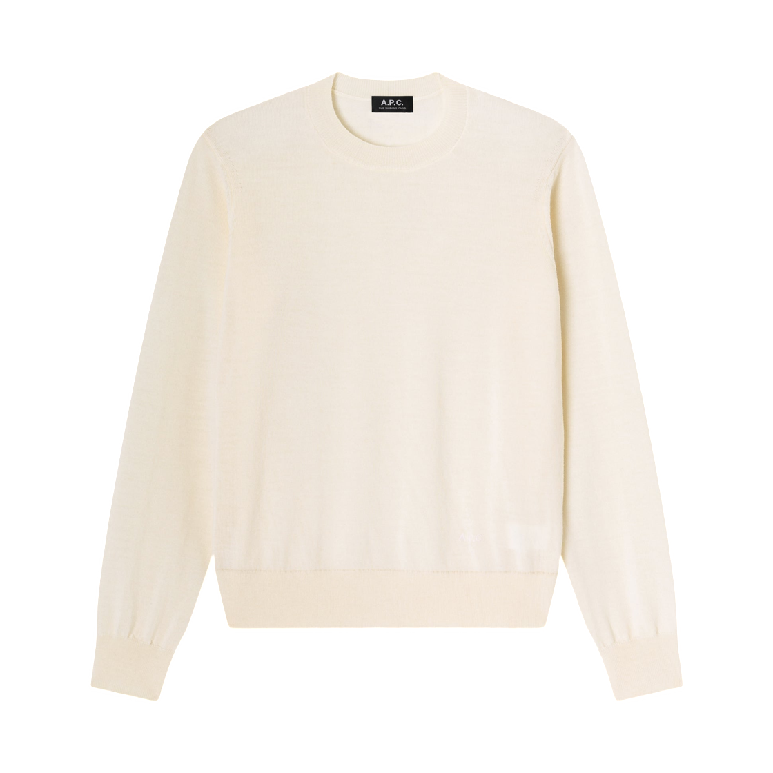 WVAWM-F23490-AAD (W) A.P.C. Fitted Ecru Merino Wool Sweater Ecru