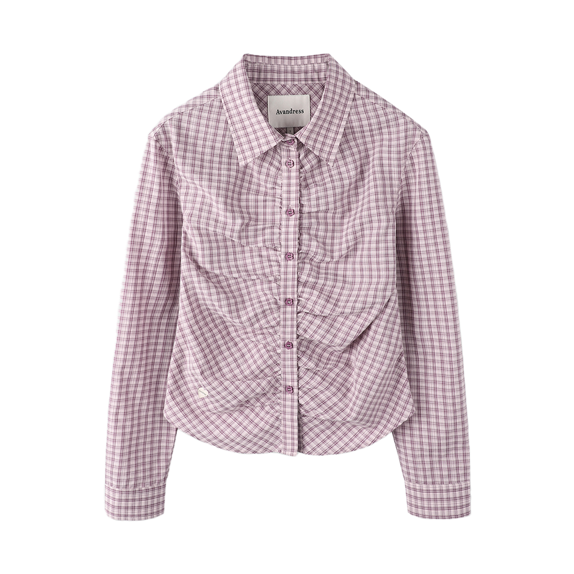AD61SH05LAV Avandress Alvin Check Shirring Shirt Lavender