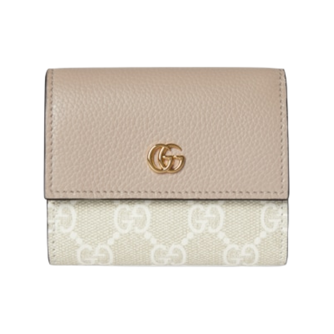 837957-AAE5E-9549 Gucci GG Marmont Bi-Color Mini Wallet Beige White GG Supreme