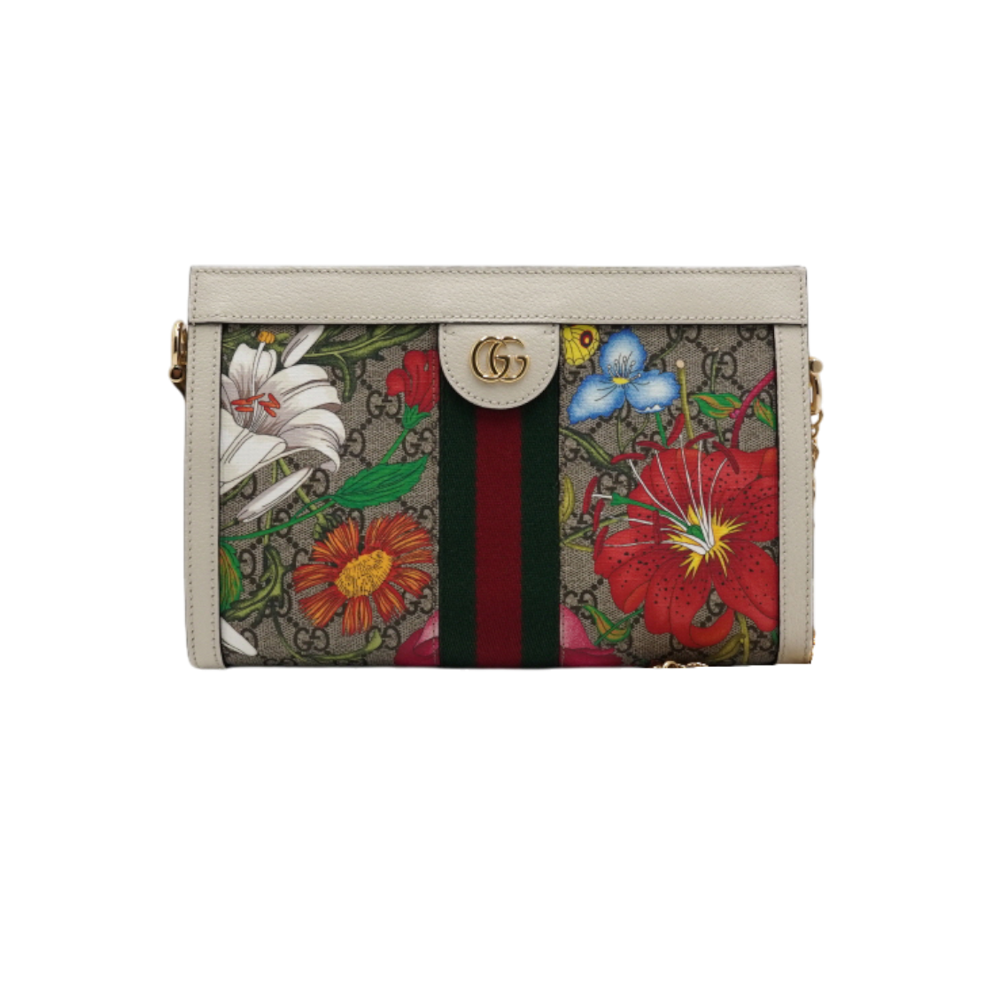 ITUKUR54FQCW Gucci 503877 Ophidia GG Flora Gold Chain Shoulder Bag