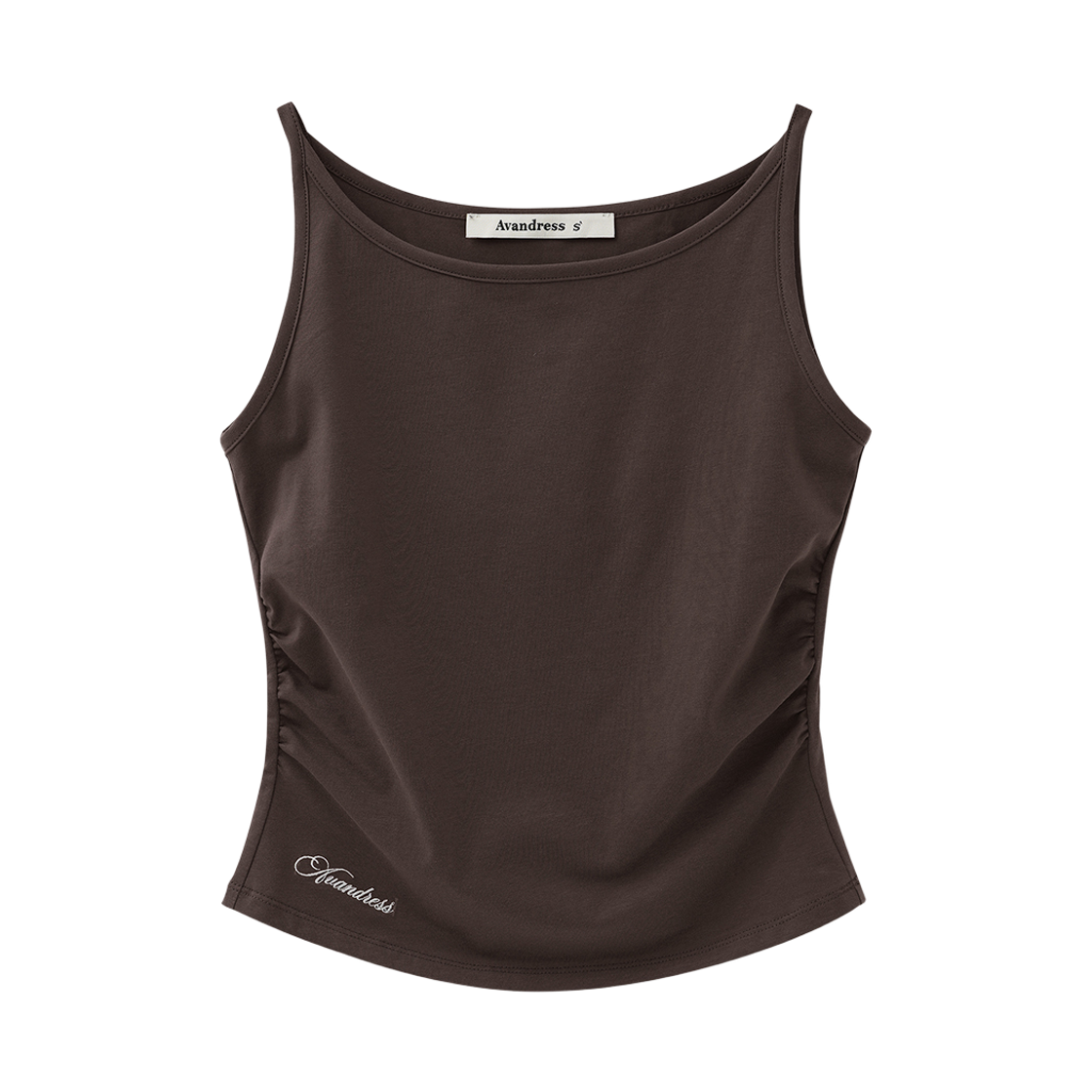 어반드레스 루핀 보트넥 셔링 슬리브리스 브라운(Avandress Rupin Boat-Neck Shirring Sleeveless Brown)