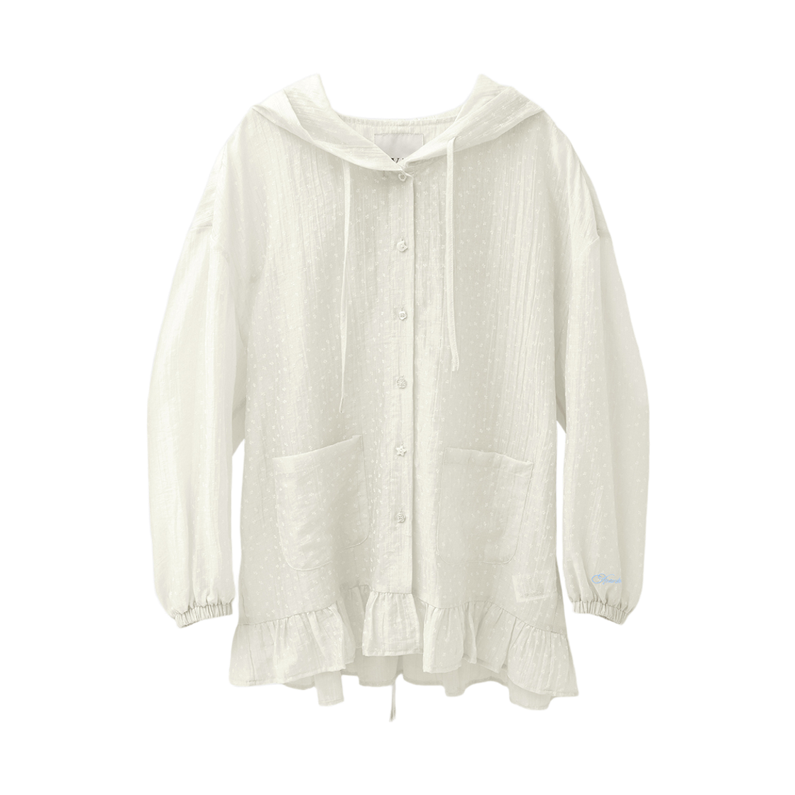 AD61SH04WH Avandress Petal Frill Lyocell Hood Shirt White