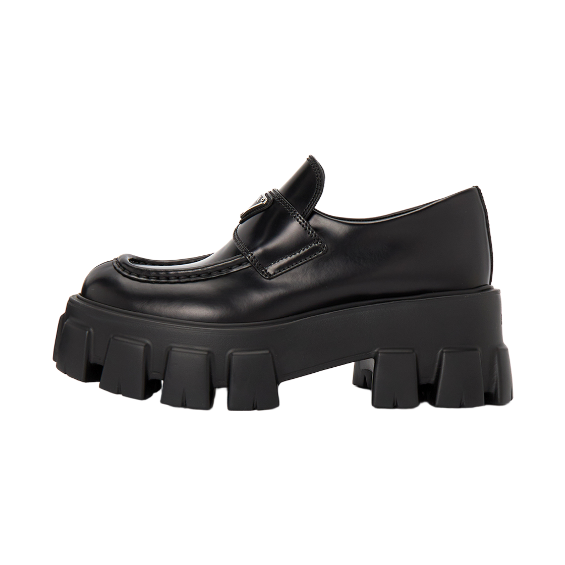 [17% 쿠폰] (W) 프라다 브러쉬드 레더 모놀리스 로퍼 블랙([17% 쿠폰] (W) Prada Brushed Leather Monolith Loafers Black) - 5