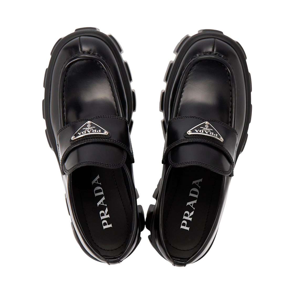[17% 쿠폰] (W) 프라다 브러쉬드 레더 모놀리스 로퍼 블랙([17% 쿠폰] (W) Prada Brushed Leather Monolith Loafers Black) - 3