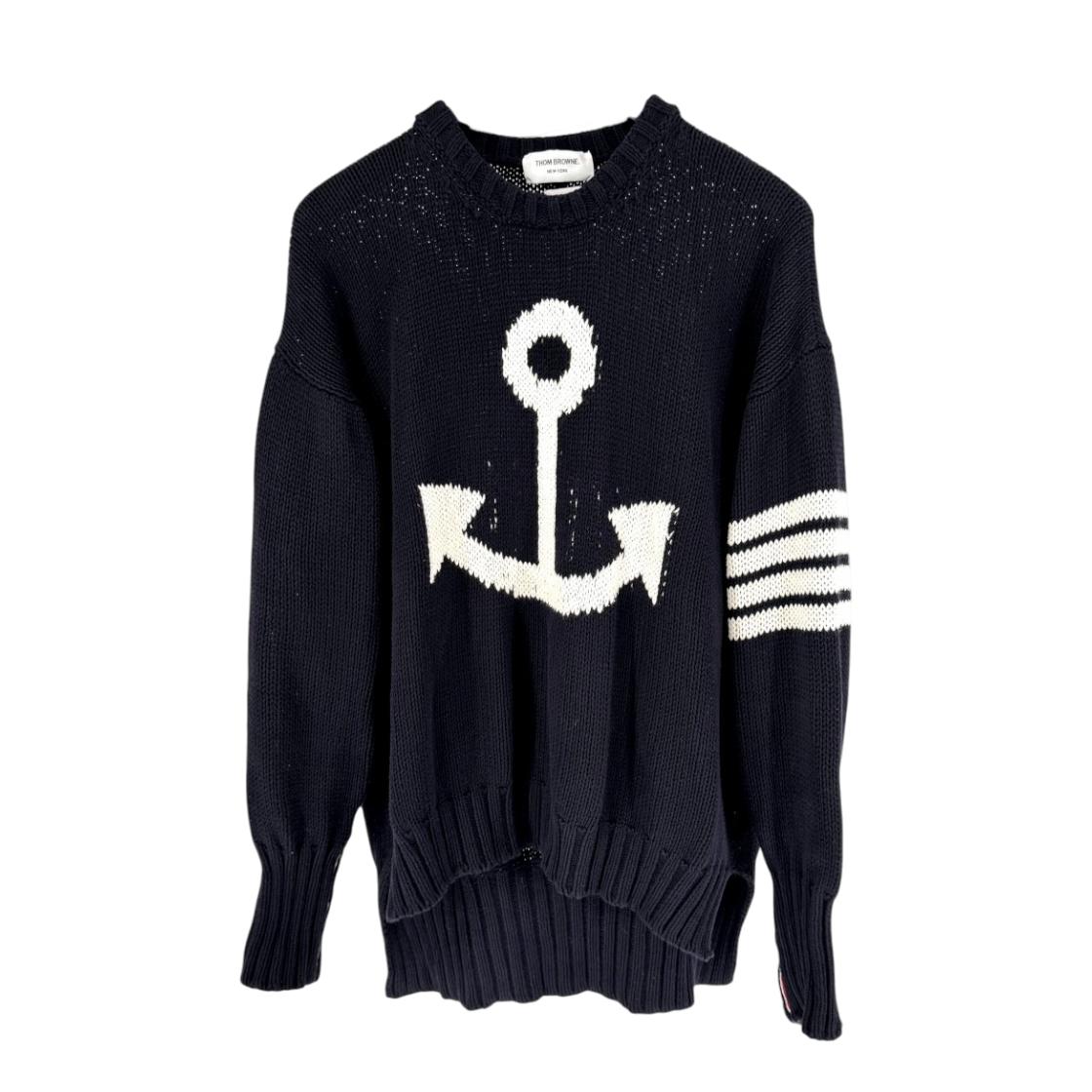ITEO2C35U9CD Thom Browne Anchor Icon Oversized Crewneck Knit Navy