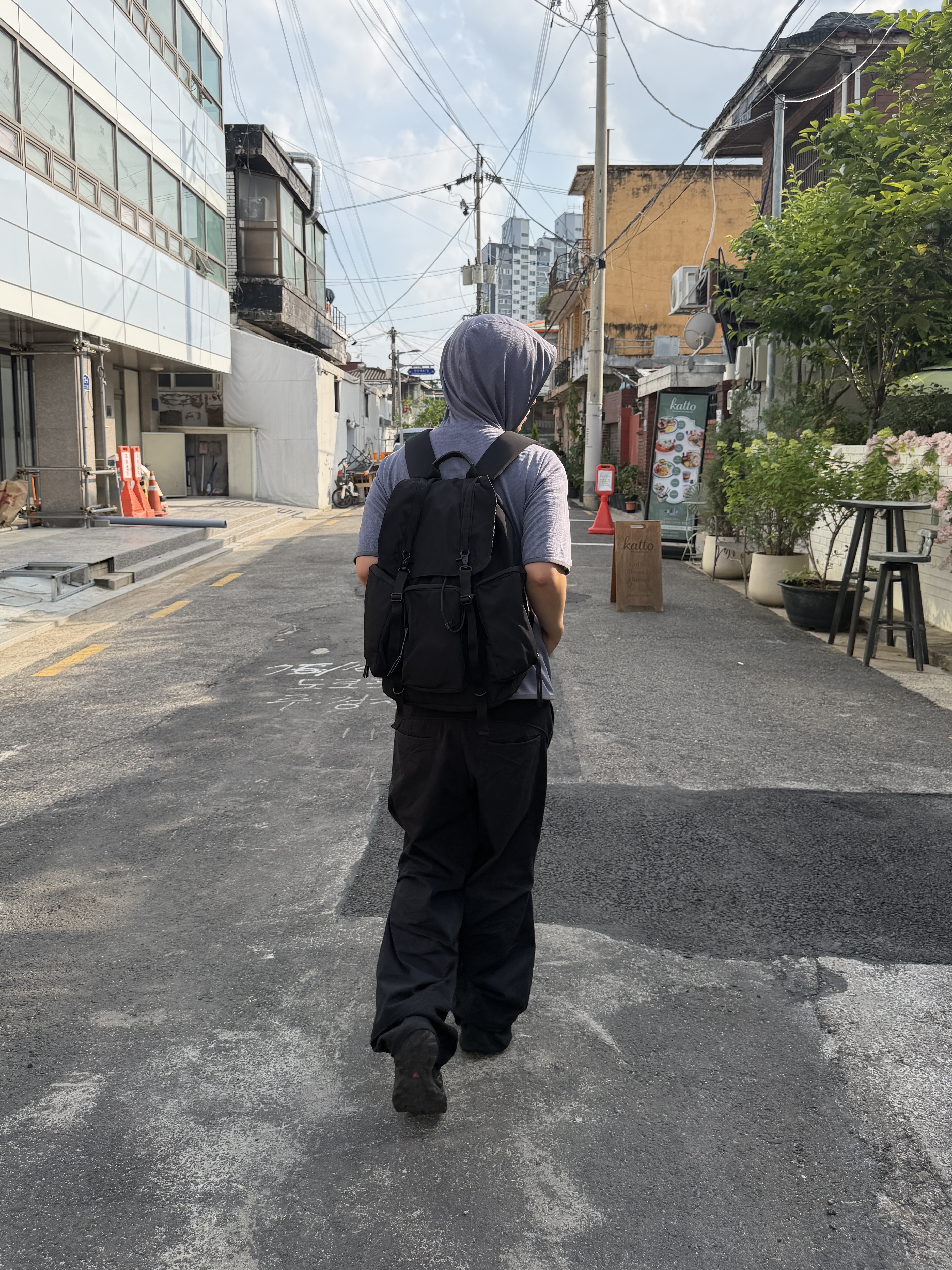 Sansan Gear Linen Block Pants Black - 25SS, Salomon XT-6 ADV Black 착용 스타일