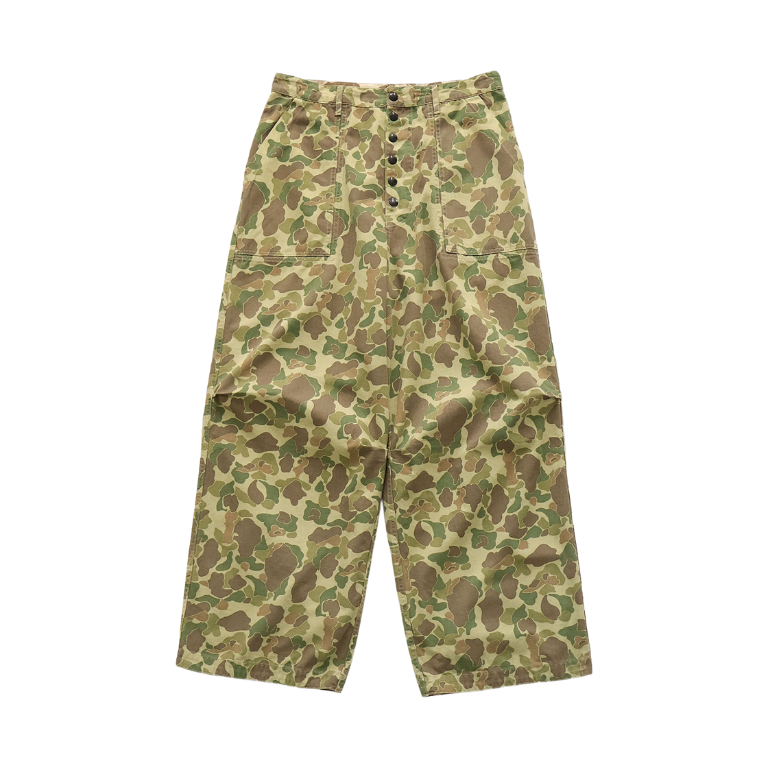 K2605LP190 Kapital Hunter Camo Herringbone Reversible Fatigue Baggy Pants Hunter Camouflage