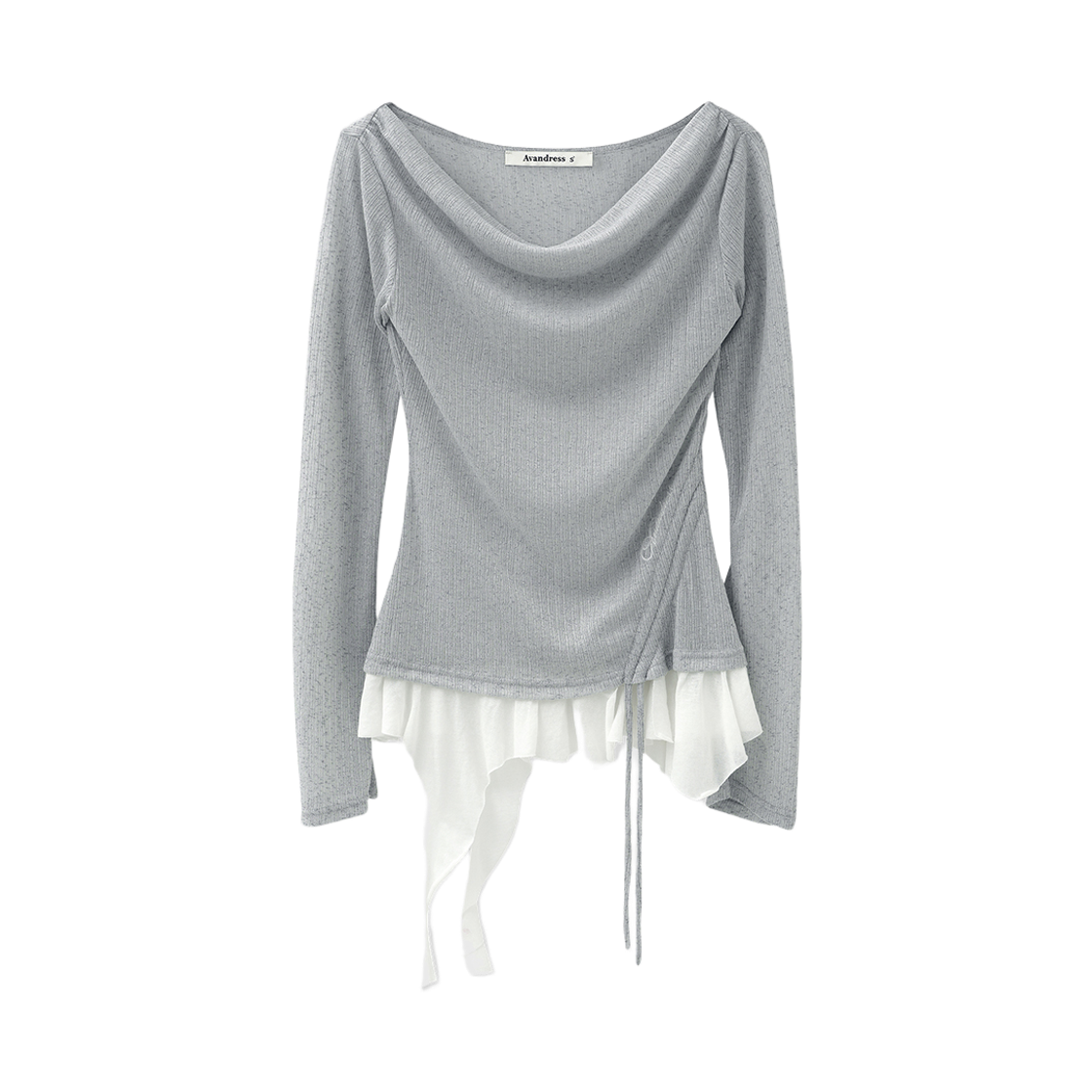 AD62TS09GR Avandress Aena Frill Drape Tee Grey