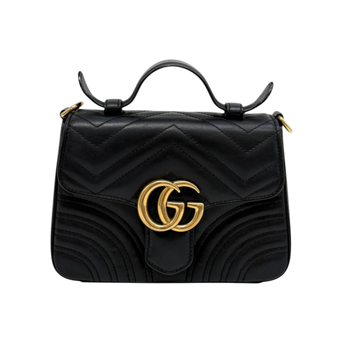 ITT4AP49NWRB Gucci Marmont Mini Top Handle Tote Bag Black